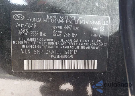 2018 Hyundai Sonata Sport z USA, uszkodzony, nr VIN 5NPE34AF3JH641512